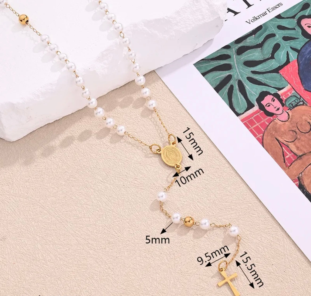 Chapelet Blanc & Doré – Spécial Noël