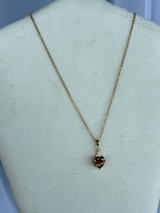 Collier Cœur Sacré Rouge