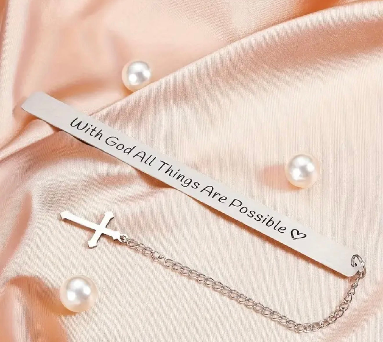 Marque-page “With God All Things Are Possible” – Acier inoxydable
