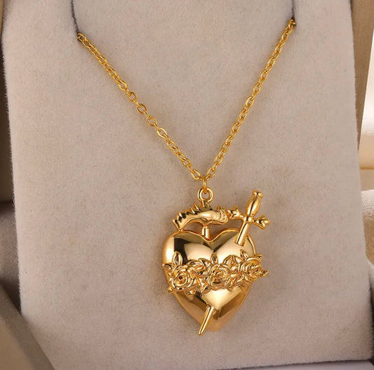 Collier Cœur Sacré Doré